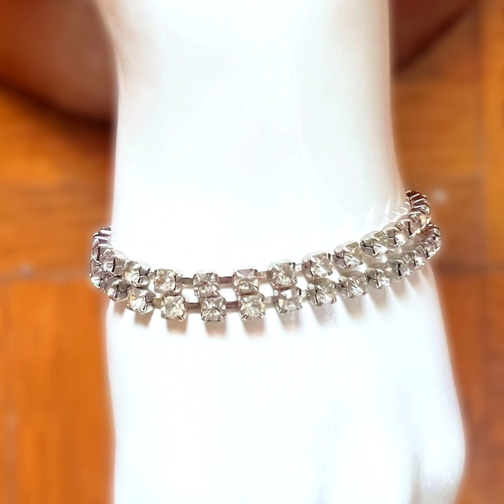 Rhinestone Emerald Shape Stones Bracelet
